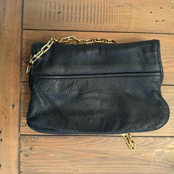 Tory Burch Reva Black Pebble Leather Cross Body Bag Gold Chain - Picture 4 of 4